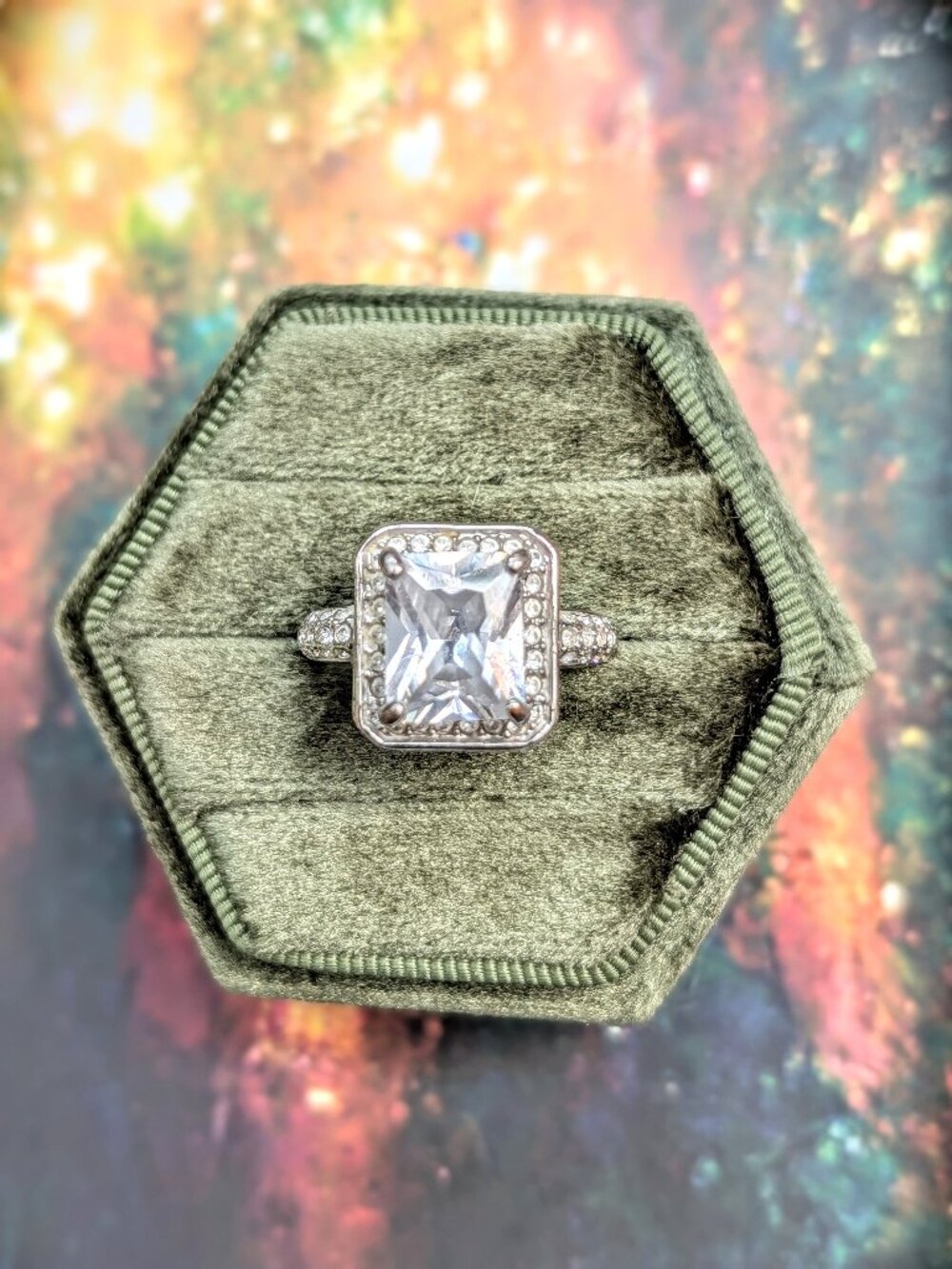 Vintage Sparkling Rhinestone Cocktail Ring, Size 8.5